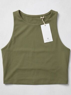 Athleta Olive Green High-Neck Crop Top